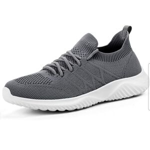 NEW AKK grey shoes sneakers walking slip on tennis casual athletic gym work